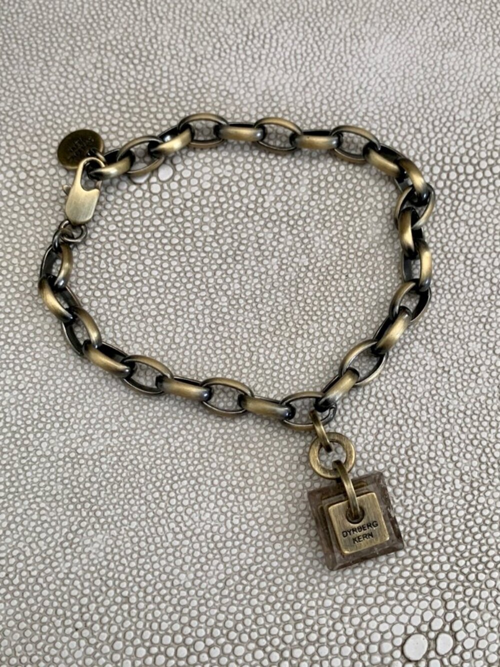 Dyrberg/Kern Botta Smoky Quartz charm antique bronze chain bracelet